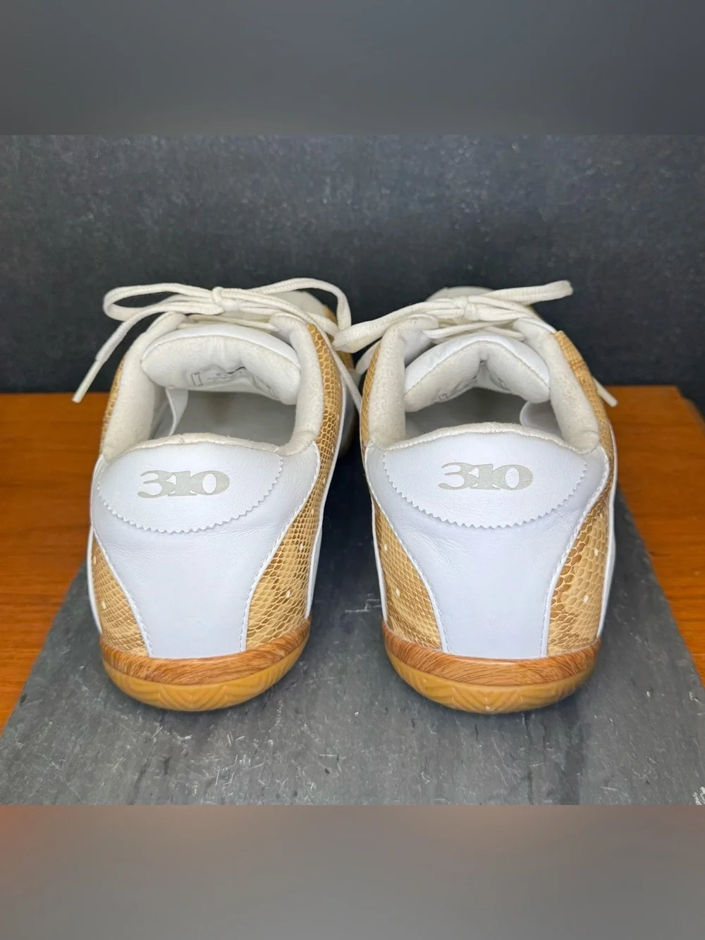 310 Vintage 2000’s Motoring Monterey Sneakers Leather, print snakeskin accents